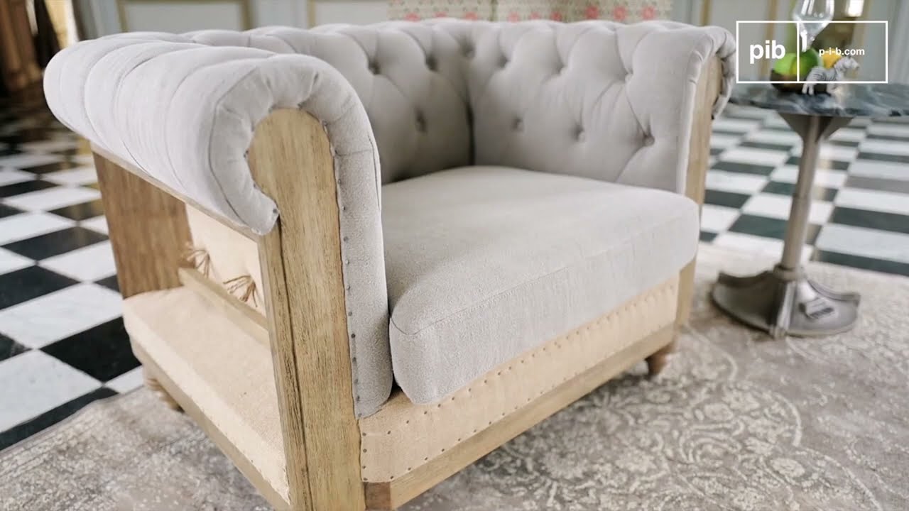 Fauteuil Chesterfield Montaigu Gris