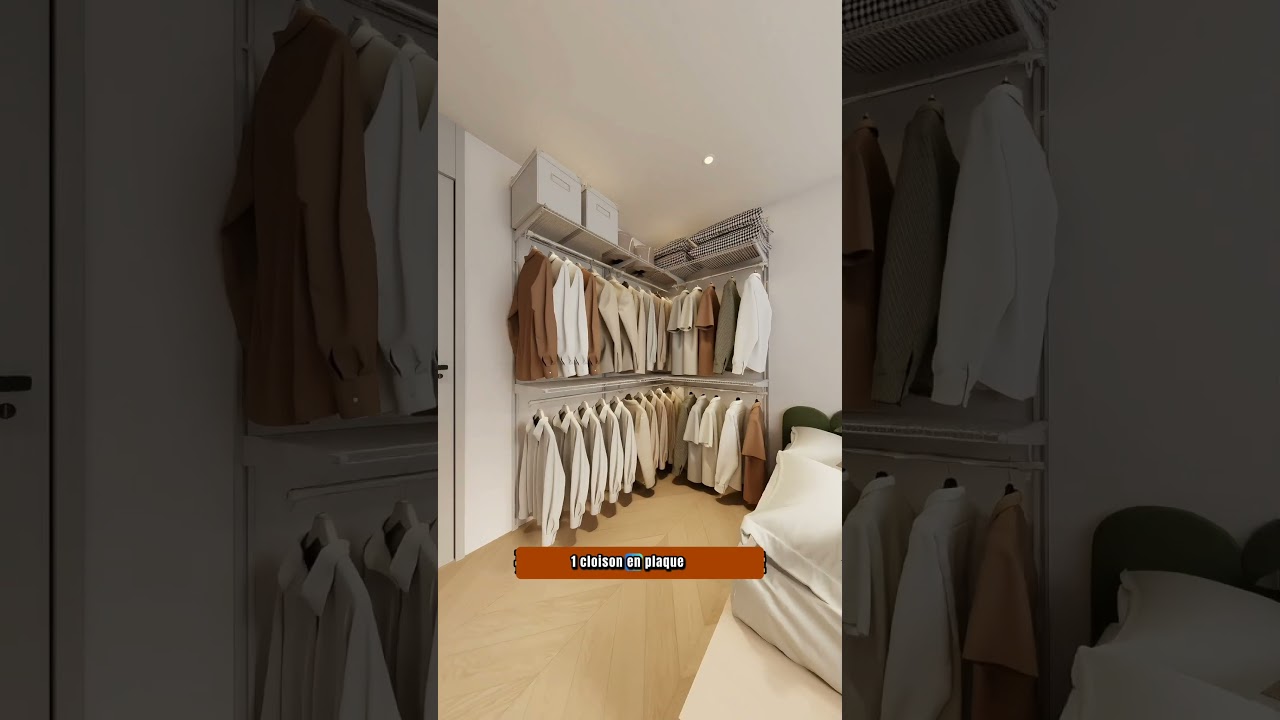 8m² Bien Exploités : Lit, Dressing et Bureau dans une Seule Chambre #design #homedecor