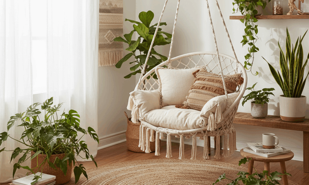 découvrez comment une chaise suspendue apporte une touche bohème chic et confortable pour transformer votre espace détente en un havre de paix élégant.