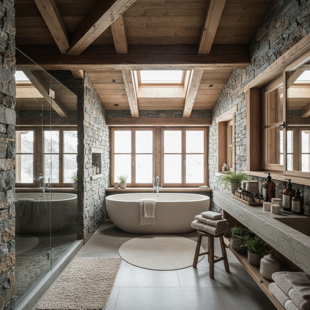 découvrez nos conseils pour aménager une salle de bain dans un chalet de montagne, alliant ambiance cocooning et touche naturelle pour un espace chaleureux et relaxant.