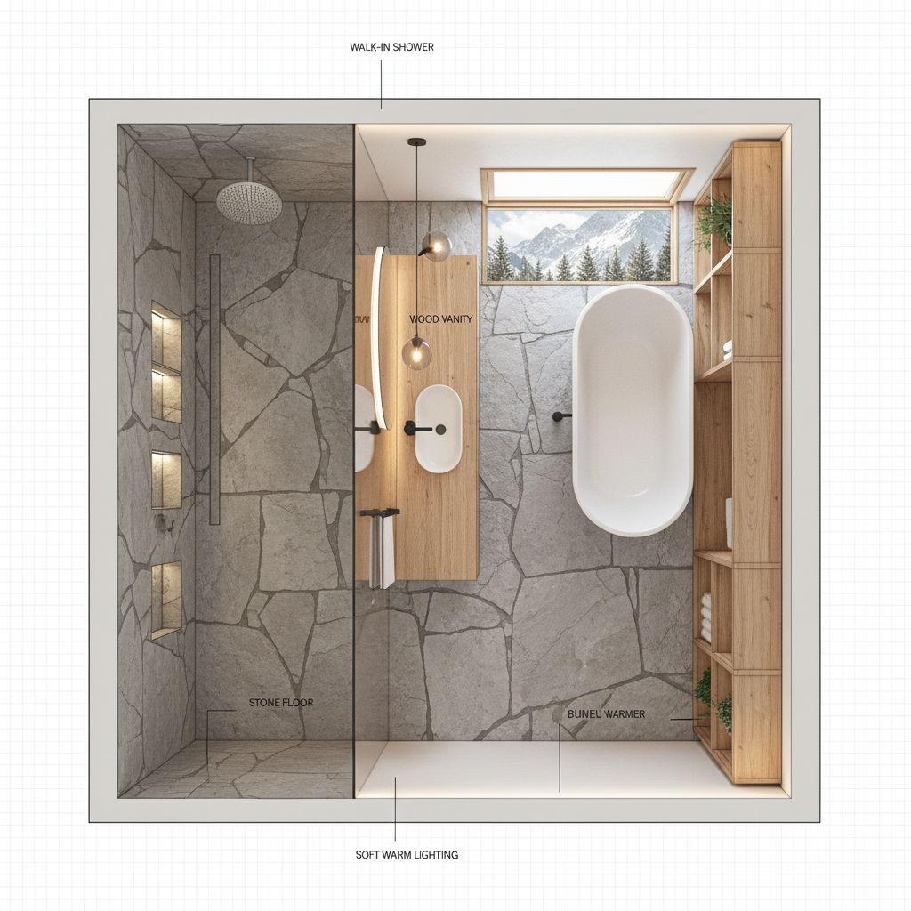 découvrez nos conseils pour aménager une salle de bain de chalet de montagne alliant ambiance cocooning et charme naturel, pour un espace chaleureux et apaisant.