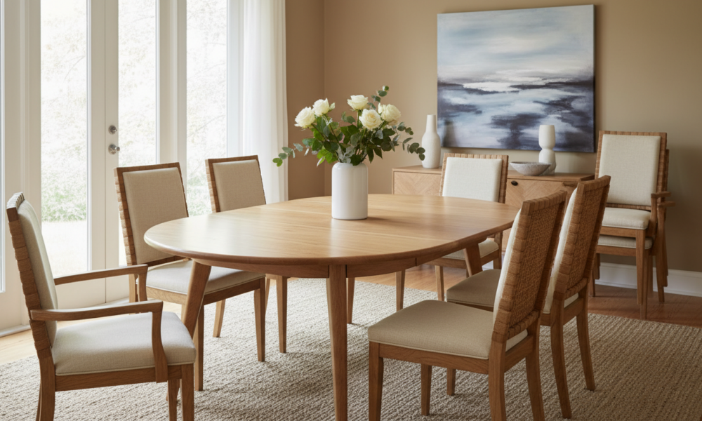 découvrez la table ovale extensible, l'alliance parfaite entre élégance et praticité, idéale pour recevoir vos convives avec style et confort.